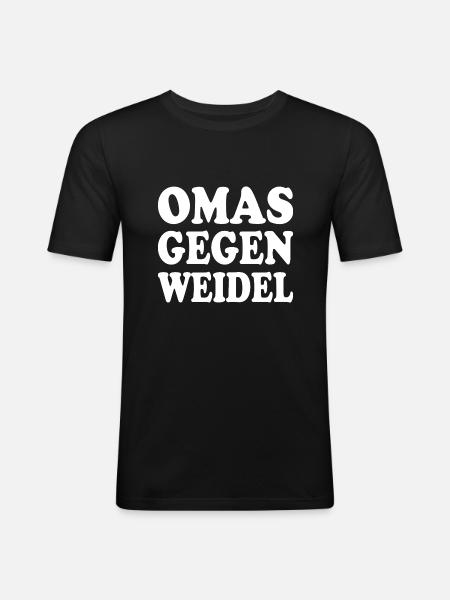 omas gegen weidel - Männer Slim Fit T-Shirt - Schwarz