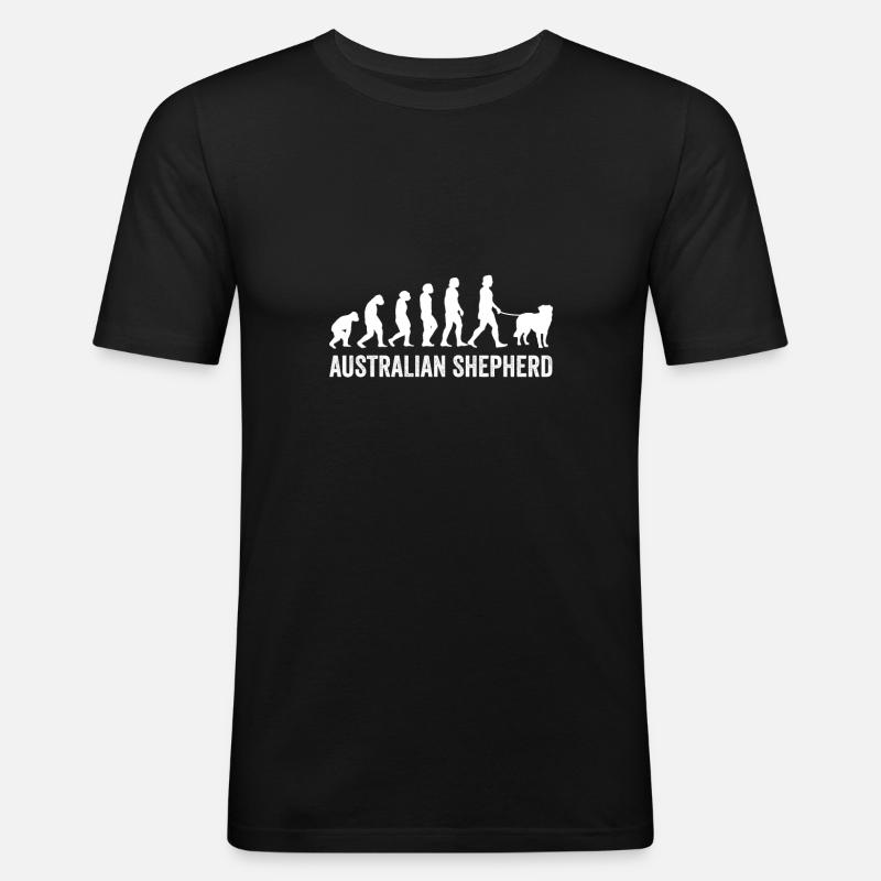 Australian Shepherd Evolution - Männer Slim Fit T-Shirt - Schwarz