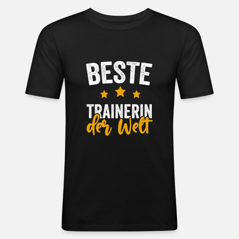 Beste Trainerin der Welt Geschenkidee - Männer Slim Fit T-Shirt - Schwarz
