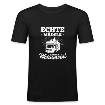 Echte Mädels fahren Wohnmobil - Männer Slim Fit T-Shirt - Schwarz - Vorne - Nik (191cm)