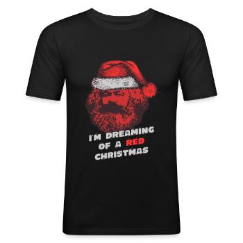 Santa Karl (Édition de Noël) - T-shirt près du corps Homme - noir - Devant - Nik (191cm)