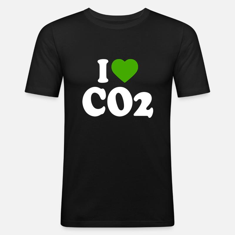 I love co2 - Männer Slim Fit T-Shirt - Schwarz