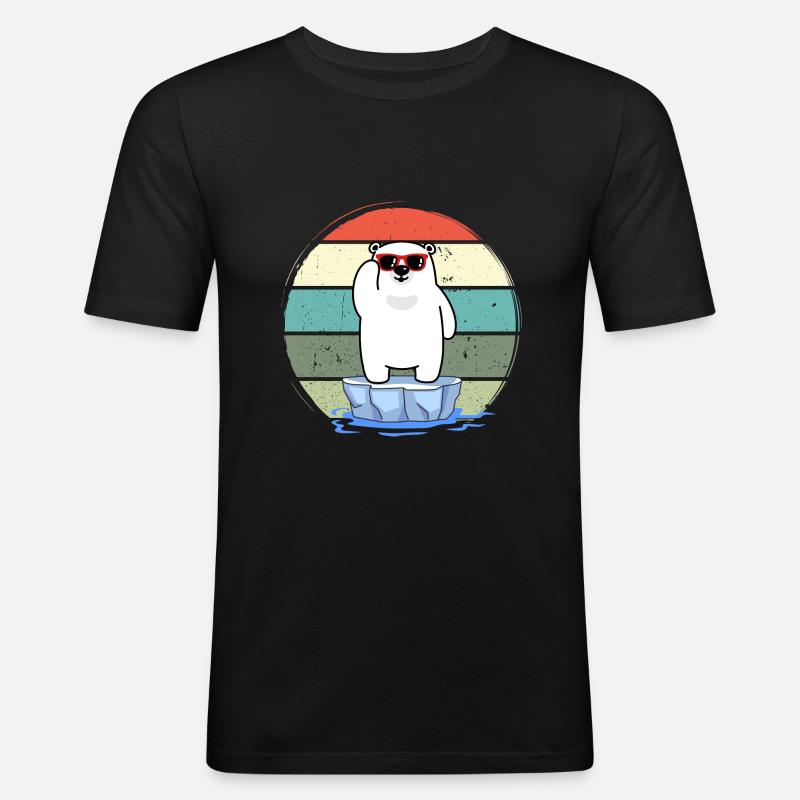 eisbader winterbader winterschwimmer eisbär retro - T-shirt près du corps Homme - noir