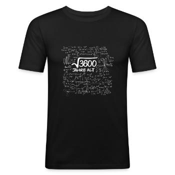 WURZEL 3600 = 60 JAHRE MATHE GEBURTSTAG GESCHENK - Männer Slim Fit T-Shirt - Schwarz - Vorne - Nik (191cm)