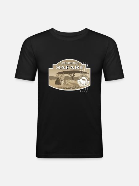 Lion - Safari - Africa - Men's Slim Fit T-Shirt - black