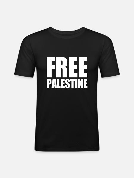 Free palestine - Männer Slim Fit T-Shirt - Schwarz