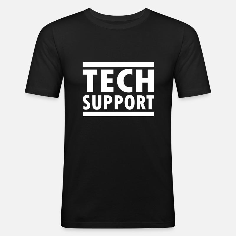tech support - Männer Slim Fit T-Shirt - Schwarz