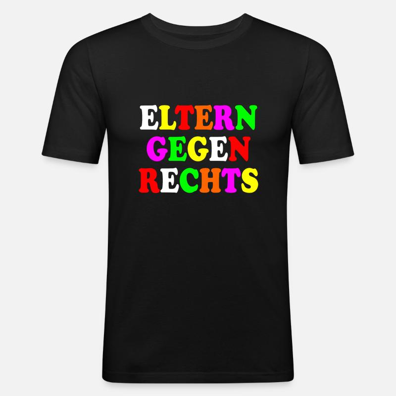 Eltern gegen rechts - Männer Slim Fit T-Shirt - Schwarz
