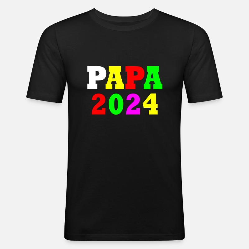 Papa 2024 - Männer Slim Fit T-Shirt - Schwarz