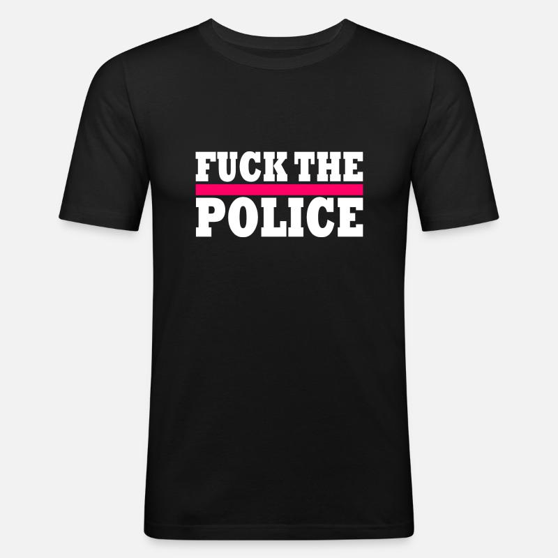stop brutality - Männer Slim Fit T-Shirt - Schwarz