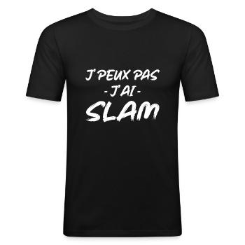 J'peux pas j'ai slam genre musical émission tv - T-shirt près du corps Homme - noir - Devant - Nik (191cm)