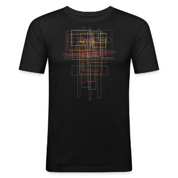 Abstrakt - Futurismus Muster - Männer Slim Fit T-Shirt - Schwarz - Vorne - Nik (191cm)