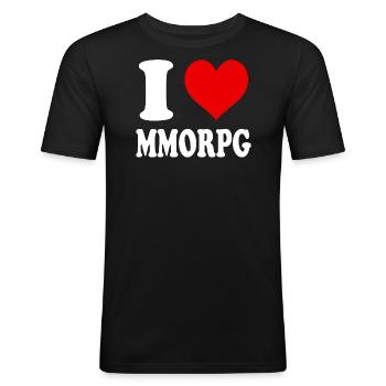 Ich liebe MMORPG Herz Lustig Witzig - Männer Slim Fit T-Shirt - Schwarz - Vorne - Nik (191cm)