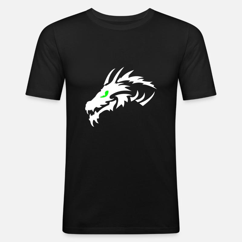 Drache - Männer Slim Fit T-Shirt - Schwarz