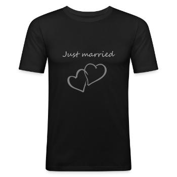 Juste marié - T-shirt près du corps Homme - noir - Devant - Nik (191cm)