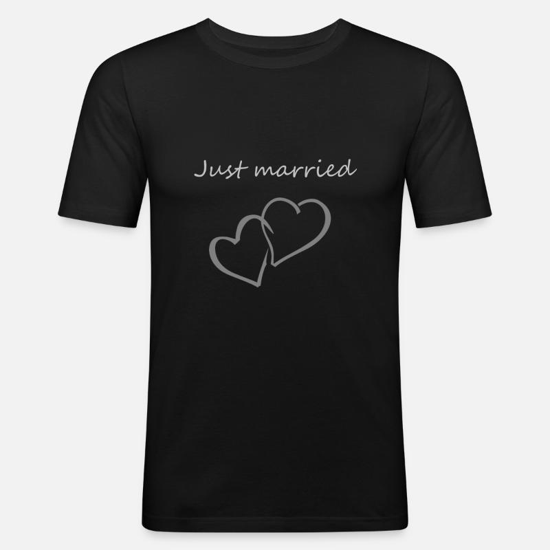 Just married - Männer Slim Fit T-Shirt - Schwarz