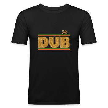 Dub auf Holz - Männer Slim Fit T-Shirt - Schwarz - Vorne - Nik (191cm)