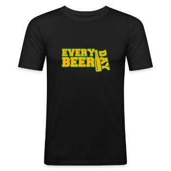Chaque jour de bière Drôle Fête JGA Bière d’anniversaire - T-shirt près du corps Homme - noir - Devant - Nik (191cm)