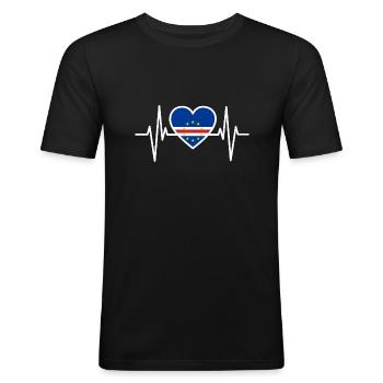 Cap-Vert Cape Verde Cabo Verde Cadeau De Drapeau - T-shirt près du corps Homme - noir - Devant - Nik (191cm)
