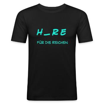 H refürdieReichen - Männer Slim Fit T-Shirt - Schwarz - Vorne - Nik (191cm)