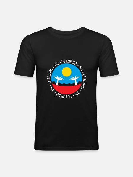 La Réunion - 974 - T-shirt près du corps Homme - noir