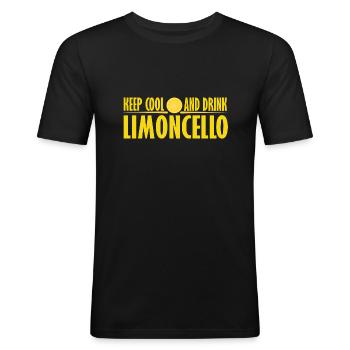 Citron, limoncello, boisson, boisson, - T-shirt près du corps Homme - noir - Devant - Nik (191cm)