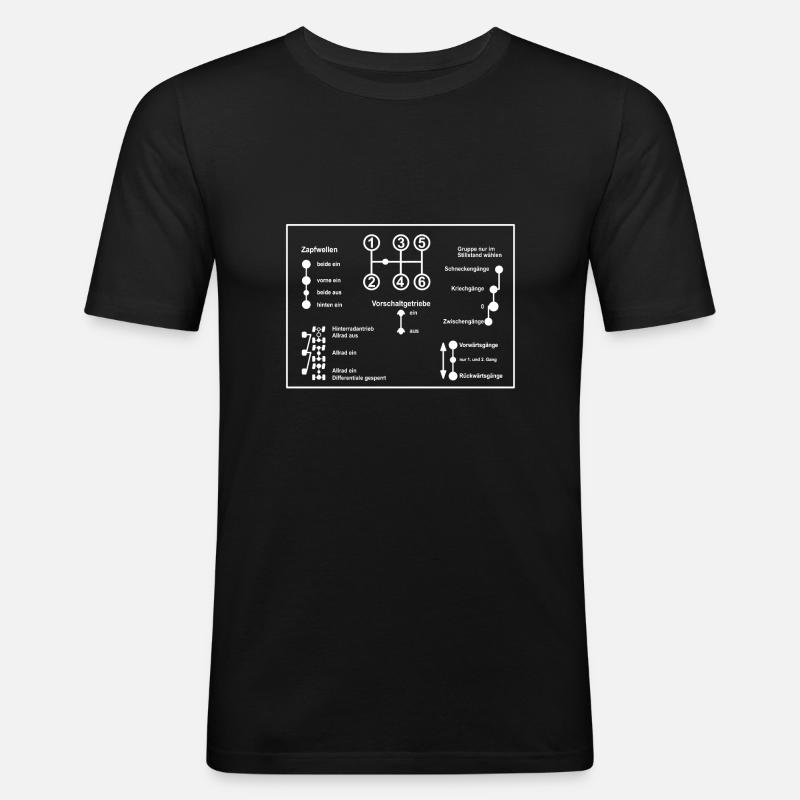 Schaltbild - Offroad - Unimog - Oldtimer - Männer Slim Fit T-Shirt - Schwarz