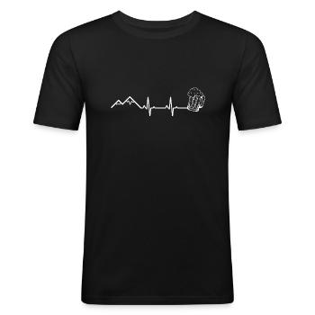 Berge Herzschlag und Bier - Männer Slim Fit T-Shirt - Schwarz - Vorne - Nik (191cm)