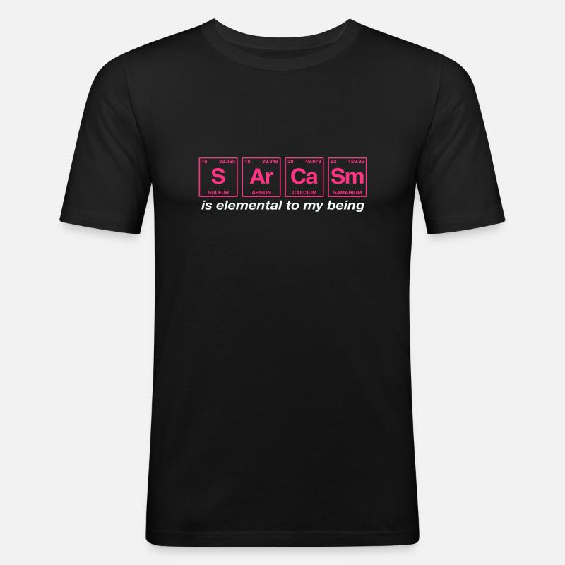 Sarkastischer Spruch: SARCASM - Perdiodensystem - Männer Slim Fit T-Shirt - Schwarz