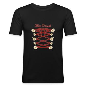Mei Dirndl with Edelweiss - Men's Slim Fit T-Shirt - black - Front - Nik (191cm)