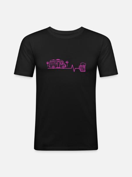 Camping-car & bière - T-shirt près du corps Homme - noir