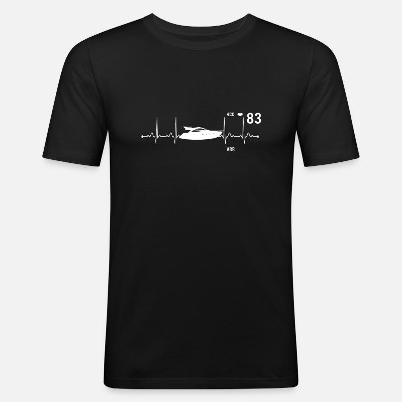 Herzschlag Motorboot Anker - Männer Slim Fit T-Shirt - Schwarz