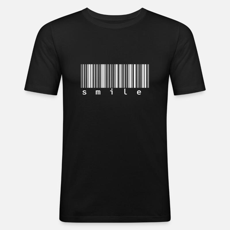 Barcode Strichcode Smile Lachen - Männer Slim Fit T-Shirt - Schwarz