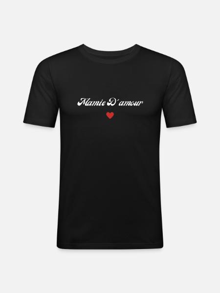 mamie d'amour - T-shirt près du corps Homme - noir