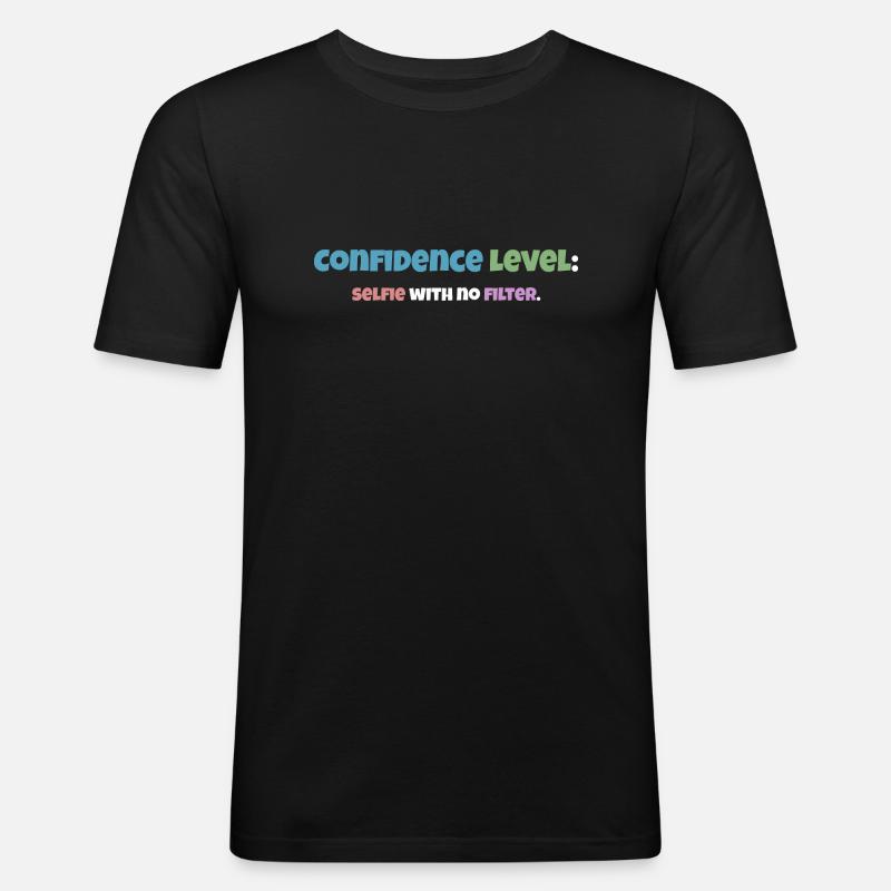 Konfidenzniveau - Männer Slim Fit T-Shirt - Schwarz