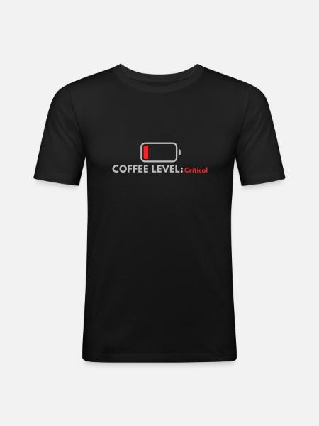 Coffee Level: Critical - Men's Slim Fit T-Shirt - black