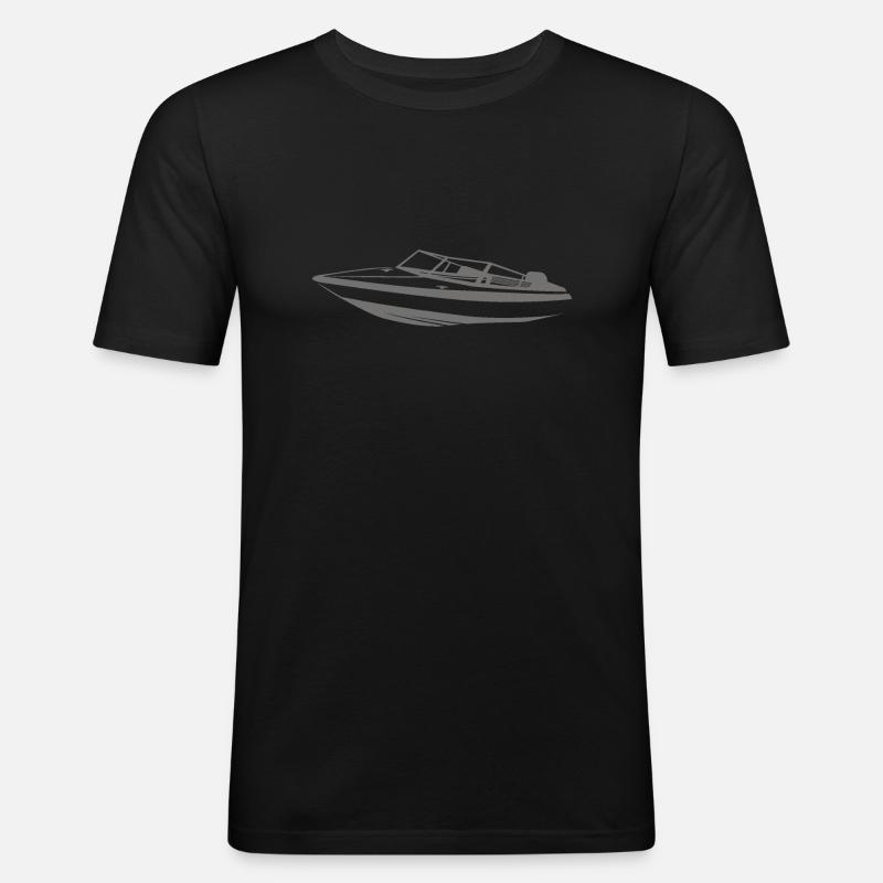 motorboot grau silber - Männer Slim Fit T-Shirt - Schwarz