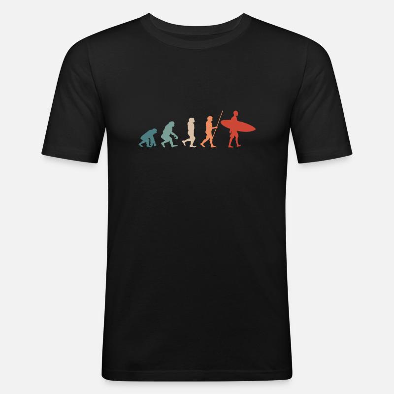 Surfen Surfer Retro Evolution - Männer Slim Fit T-Shirt - Schwarz