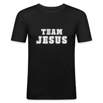 Team Jesus - Men's Slim Fit T-Shirt - black - Front - Nik (191cm)