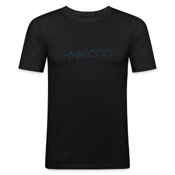 Schafkopf Symbole Schafkopf Heartbeat Herzschlag - Männer Slim Fit T-Shirt - Schwarz - Vorne - Nik (191cm)