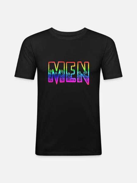 men rs regenbogen - Männer Slim Fit T-Shirt - Schwarz