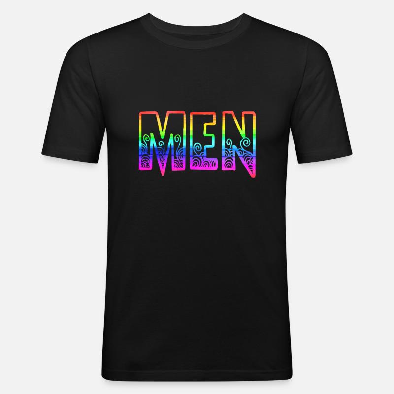 men rs regenbogen - Männer Slim Fit T-Shirt - Schwarz
