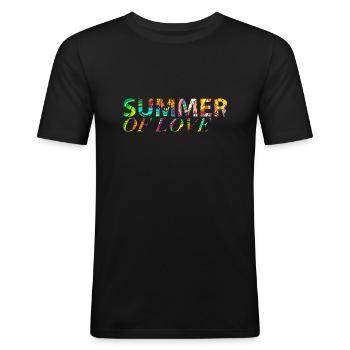 L’été de l’amour - T-shirt près du corps Homme - noir - Devant - Nik (191cm)