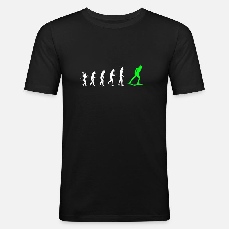 Biathlon Geschenk Evolution - Männer Slim Fit T-Shirt - Schwarz