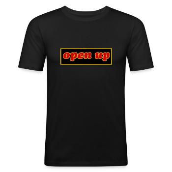 Open Up - Men's Slim Fit T-Shirt - black - Front - Nik (191cm)