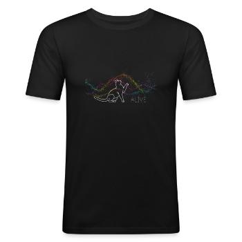 Schrödingers Katze für Physikfans - Männer Slim Fit T-Shirt - Schwarz - Vorne - Nik (191cm)