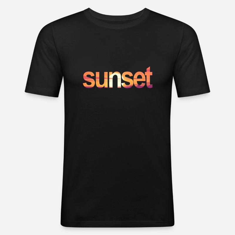 sunset - Männer Slim Fit T-Shirt - Schwarz