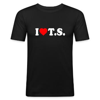 I love ts - Männer Slim Fit T-Shirt - Schwarz - Vorne - Nik (191cm)