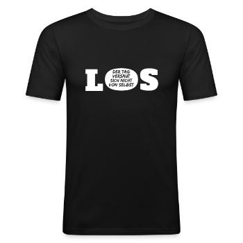 GO - the day doesn't mess itself up - Men's Slim Fit T-Shirt - black - Front - Nik (191cm)