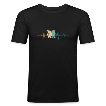 Retro lion heartbeat hybrid - Men's Slim Fit T-Shirt - black - Front - Nik (191cm)